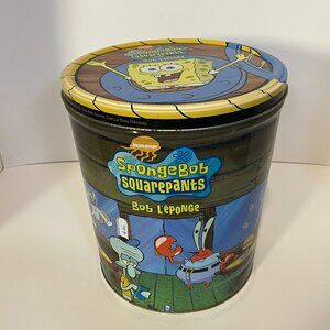 Vintage SpongeBob Doritos Chip Tin With Lid Viacom 2004 Large Metal Can 11.5"x10